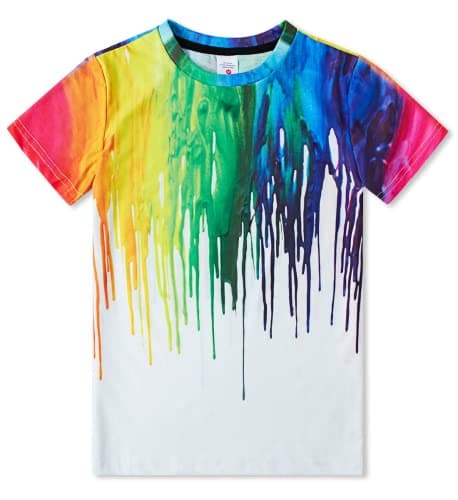 Image of Belovecol Boys Girls 3D T Shirt Cool Summer Tee Shirts Short Sleeve Kids White T-Shirt 6-8 Years