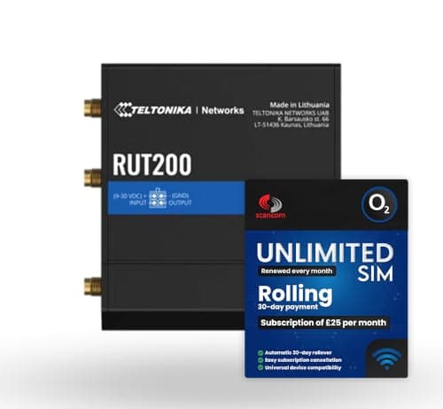 Image of Teltonika RUT200 4G LTE Mobile Router + O2 Rolling 30-Day Plan – £25/Month, QR-Code Activation