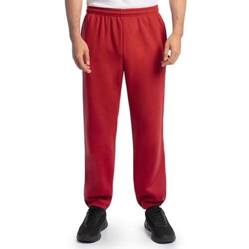 Image of Fruit of the Loom Men's Eversoft Fleece Sweatpants, Red, L UK