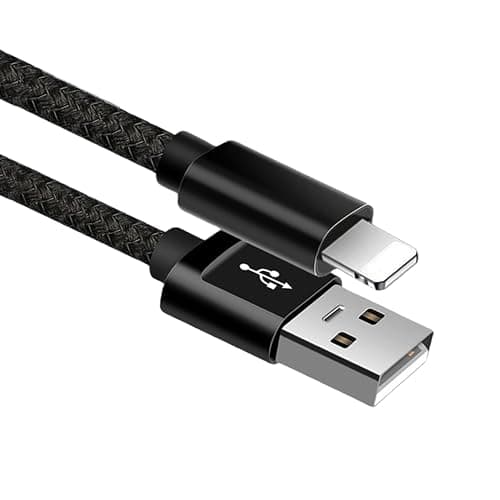 Image of Brand-Tech Usb Charger Cable, Fast Charging Cable, Black USB Nylon Braided Long Lead Compatible with iPhone 11 12 13 14 Pro Max Mini XS XR X 10 8 7 Plus 6s 6 SE, (1 Meter)