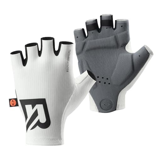 Image of ROCKBROS Cycling Gloves Half Finger Gel Padded Breathable Fingerless Bike Gloves Anti-Slip Shock-Absorbing Hand Protect Summer Mitts for Men Women White M