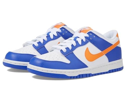 Image of Nike Dunk Low PS Boys Shoes, Blue Joy/Bright Mandarin/White/Black, 6 US Big Kid