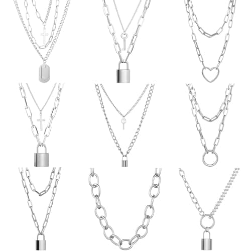 Image of XJBTBA QYYZTQY 925 Sterling Silver Cute Chain Link Lock Necklace Pendant Women Goth Jewelry Party Punk Long Necklace Gift, Lock Necklace For Women, Padlock Necklace - Lock Necklace Men