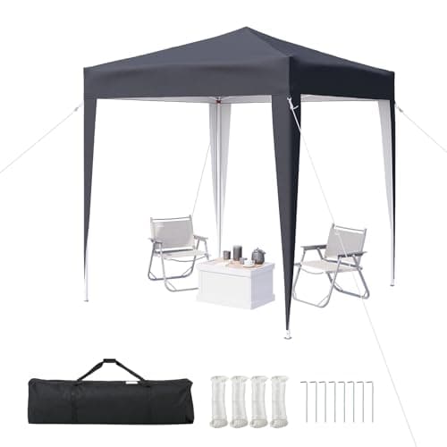 Image of Aoxun Pop Up Gazebo 2m x 2m, Metal Frame Shelter Tent for Outdoor Garden Party, with Mesh Windows & Carry Bag,Grey