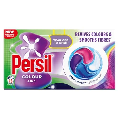Image of Persil Colour Laundry Capsules, 15 Washes - 4-in-1 Laundry Capsules, Fast-Dissolving, Revives Colours & Smooths Fibres^ Even in Quick & Cold Washes