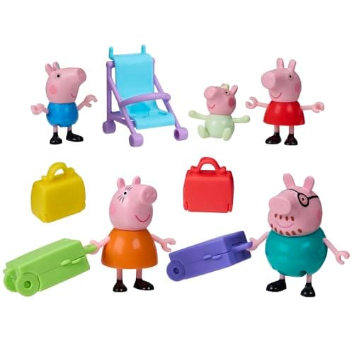 Image of Peppa Pig Peppa's Travels: Big Family Adventure Figure and Accessories Set, Includes Baby Evie, Preschool Toys for Girls and Boys 3+