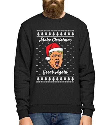 Image of Make Christmas Great Again Jumper - Funny Donald Trump Mens Xmas Sweater Black