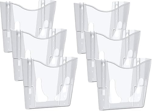 Image of Deflecto A4 Wall Mounted Magazine File Holder - Perfect for Folders, Files, Mails & Brochure - Clear Racks for Home Office with Sleek Portrait Design