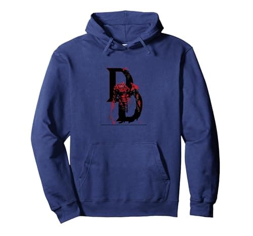 Image of Marvel Daredevil in Shadows Pullover Hoodie, Adult Unisex, Navy Blue, Large