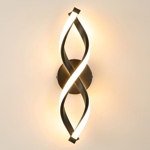 Image of MELAYR Wall Lights,15W Modern Curve Design LED Wall Lamp,3000K Warm White Light,1500LM Wall Sconce Lights for Living Room Bedroom Stairs Hallway,Indoor,Black,Ra≥80