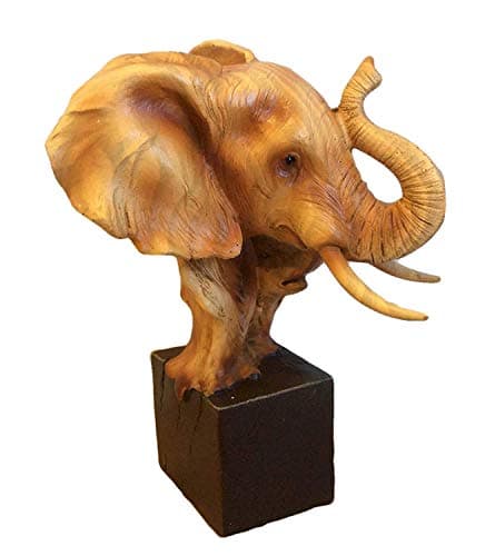 Image of Naturecraft Small Wood Effect Elephant Heads Ornament on Base