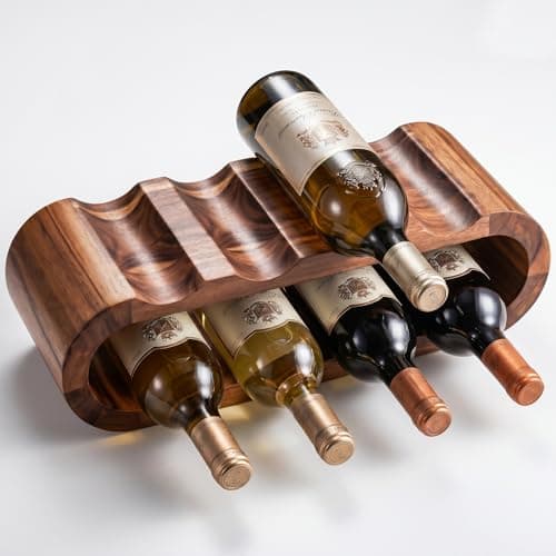 Image of Xygobla Wooden 8-Bottle Wine Rack,2-Tier Free Standing Acacia Wood Wine Rack Storage Champagne Shelf Organizer Bottle Holder No Assembly Cabinet Glass Rack for Kitchen Bar Home Décor and Wines Gifts