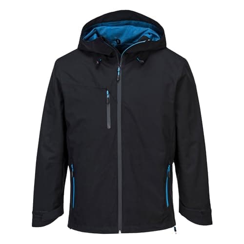 Image of Portwest S600 Men's KX3 Waterproof Rain Jacket - Lightweight Shell Jacket with Hood Black, Large