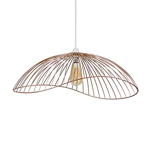 Image of MiniSun | Wavy Wire Design Easy Fit Ceiling Pendant Light Shade in a Copper Metal Finish | Home Décor, Bedside & Desk Lamp | 31cm Shade Width