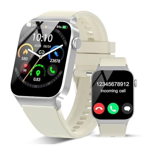 Image of STECEi Smart Watch for Men Women Bluetooth Calls, 1.85" HD Curved Screen Smartwatch with Heart Rate/Sleep Monitor, 110+ Sport Modes, IP68 Waterproof Fitness Watch for Android iOS, White