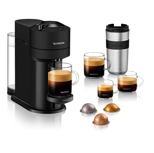 Image of Nespresso Krups VERTUO Next XN910N Pod Coffee Maker, Krups Espresso Machine, Coffee Various Sizes, 5 Cup Sizes, Centrifusion Technology, 30s Heating, WiFi, Bluetooth, Matte Black