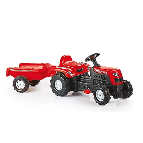 Image of Dolu Kids Tractor Pedal Operated Ride On Truck with Trailer - Red