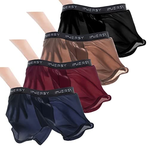Image of INNERSY Boxer Shorts Men Breathable Trunks Underwear Quick Dry Hipster Underpants Multipack 4 (M, Black/Brown/Wine/Navy)