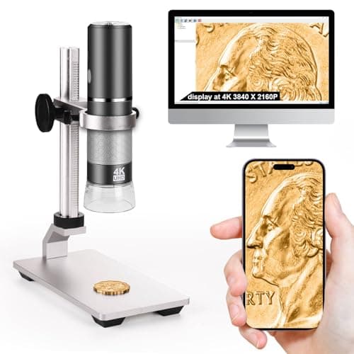 Image of Ninyoon 4K WiFi Microscope with Professional Stand for iPhone/Android PC, 50-1000X Digital USB Microscope Wireless Endoscope HD Camera for All Cellphones iPad Android Tablet Windows Mac Chrome Linux