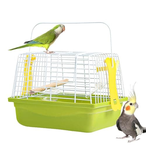 Image of Birds Travel Carrier, Portable Bird Cage For Parrot, Bird Transport Cage With Wooden Perch, Lightweight Parrot Carrier, Breathable Birds Cages, Parrots Carriers Travel Cages For Parakeets, Cockatiels