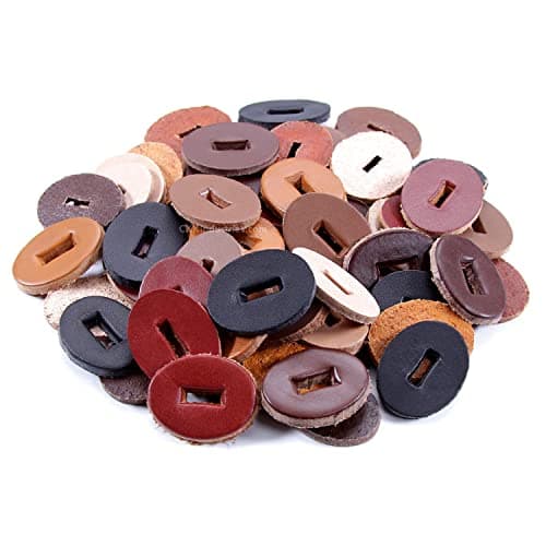 Image of Cowhide Leather Handle Washers - Oval Shape - (1.30 x 1.00 x .125) - (Color Variety Pack) - USA Made - (for Knife Making & Hobby) - (60 Pack)
