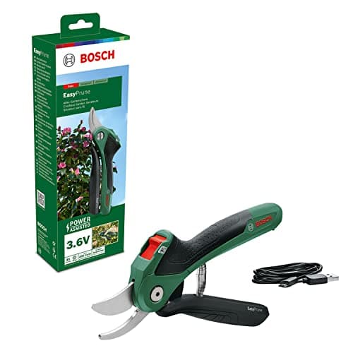 Image of Bosch Cordless Secateurs EasyPrune (Integrated 3.6 Volt Battery; 450 Cuts per Battery Charge; Rechargeable with Micro-USB Cable; in Carton Packaging)