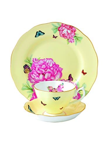 Image of Royal Albert Miranda Kerr 40001838 Joy Teacup, Saucer & 20cm Side Plate 3 Pc Set, Bone China, Yellow 22