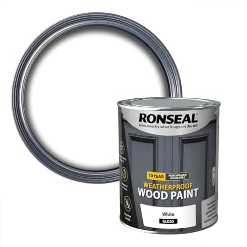 Image of Ronseal 10 Year Weatherproof 2-in-1 Wood Paint White Gloss 750ml