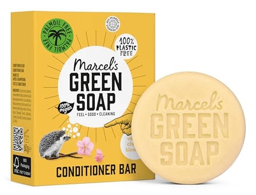 Image of Marcel's Green Soap - Hair Conditioner Bar Vanilla & Cherry Blossom - Zero Plastic Packaging - Vegans, 60 grams