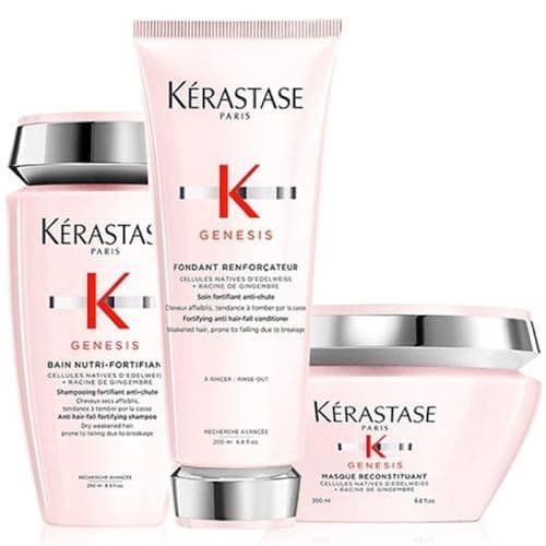 Image of Kérastase Genesis Bain Nutri-Fortifiant 250ml, Genesis Fondant Renforcateur 200ml and Masque Reconstituant 200ml Pack