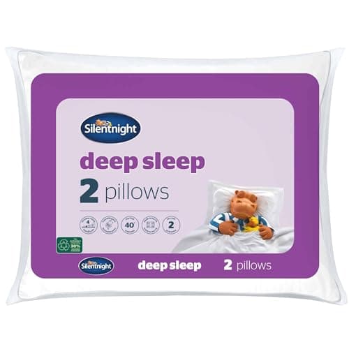 Image of Silentnight Luxury Deep Sleep Pillow Pack of 2 - Pair of Bed Pillows with Luxurious Stitching and Soft Medium Support - Hypoallergenic and Machine Washable - 2 Pack