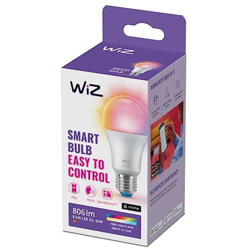 Image of WiZ Smart Colour Bulb, E27, 8.5W, Motion Sensor with App, Dynamic Scenes,Connected WiFi Works with Alexa, Google Assistant & HomeKit, App Control for Home Indoor Lighting, Bedroom, Energy Monitoring