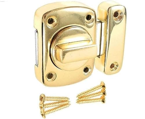 Image of Door Lock Latches for Internal Door Polished Brass Rotate Bolt Gate Latch Door Lock for Bathroom Door Gate Latch Toilet Door Latch Pack with Matching Screws (Pack of 1)
