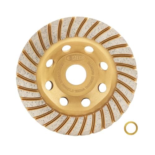 Image of BGTEC Diamond Cup Grinding Wheel - 125mm Turbo Row Concrete Diamond Grinder Disc with 22.23/15.875 Ruducer Washer for Grinding on Granite Marble Concrete Brick Masonry
