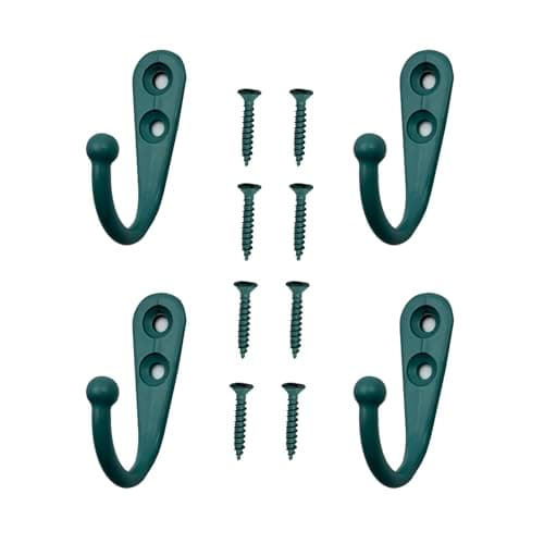 Image of Yesmin 4 PCS Wall Mounted Hooks,Coat Hooks Retro Door Robe Hook for Hanging Towel Clothes Hat Key Single Metal Hook Cloth Hanger for in Bedroom Bathroom Kitchen Cupboard (With 8 Pcs Screws)-Azure Blue