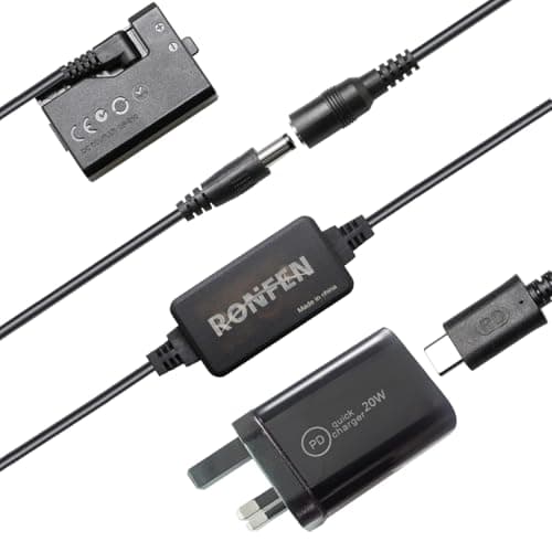 Image of RONFEN DR-E10 DC Coupler LP-E10 Dummy Battery USB-C Cable PD Adapter Kit ACK-E10 AC Power Adapter Replacement for Cameras Canon EOS 1100D 1200D 1300D 1500D 2000D Rebel T3 T5 T6 T7 Kiss X50 X70 X80 X90