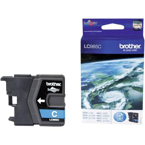 Image of Brother LC-985C Inkjet Cartridge, Cyan, Single Pack, Standard Yield, Includes 1 x Inkjet Cartridge, Brother Genuine Supplies