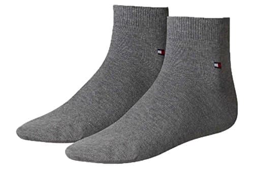 Image of Tommy Hilfiger - Classic Mens Socks - Ankle Socks - Men's Accessories - Tommy Hilfiger Mens Socks - Signature Embroidered Logo - 2 Pack - Gray