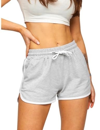 Image of Hanyomo Women Athletic Yoga Fitness Terry Cotton Shorts Gym Running Bodybuilding Medium Thickness Shorts Grey M