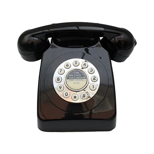 Image of Retro Rotary Style Telephone [Multiple Colours] - Working Home Telephone for use with Landline (Black)