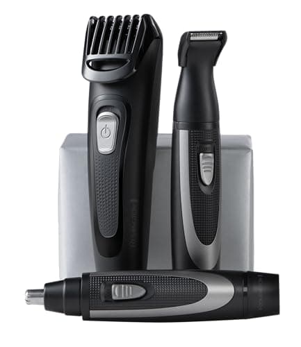 Image of Remington Beard Trimmer Kit The Works (6 Piece Beard Trimmer with Comb (2mm-18mm), Precision Trimmer with Comb (1mm-5mm) & Nose and Ear Trimmer, Advanced Ceramic Blades, USB Rechargable) MB905