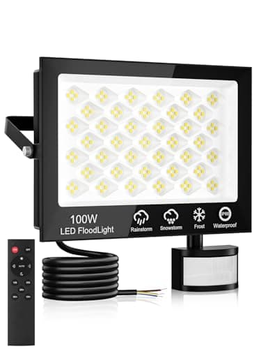 Image of Litglobe Security Lights Outdoor Motion Sensor,100W 10000LM PIR Security Light with Remote Control,6500K Cool White Motion Sensor Lights Outdoor,IP66 Waterproof LED Floodlight for Garden Yard Garage
