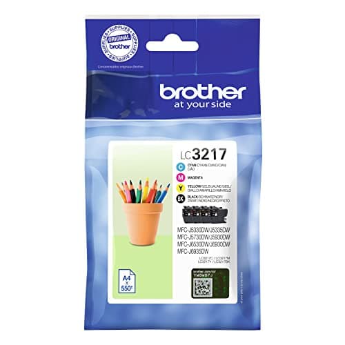 Image of Brother LC-3217BK/LC-3217C/LC-3217M/LC-3217Y Inkjet Cartridges, Black/Cyan/Magenta/Yellow, Multi-Pack, Standard Yield, Includes 4 x Inkjet Cartridges, Genuine Supplies