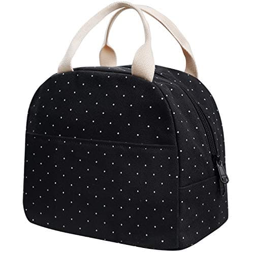 Image of EurCross Lunch Bag,Canvas Compact Lunch Box Bag Polka Dot for Girls, Small Adults Lunch Tote Bag for Men, Women Ladies for Work and Kids for School with Insulated Liner