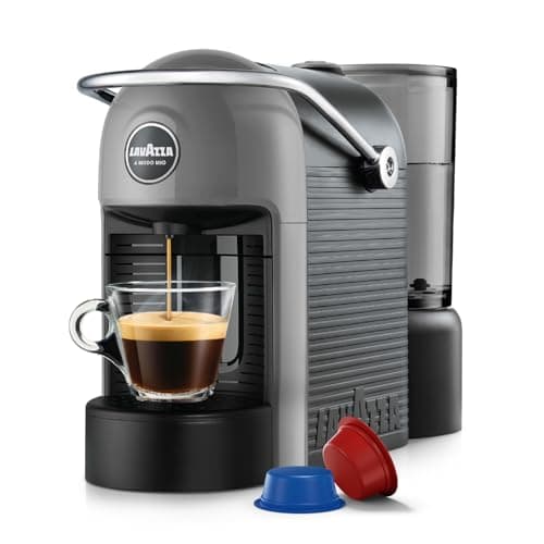 Image of Lavazza, A Modo Mio Jolie EVO, Coffee Capsule Machine, Made from 36% Recycled Plastic, Compatible with A Modo Mio Pods, with Removable Cup Rest, Automatic Shut-Off, 1250 W, 220–240 V, 50–60 Hz, Grey