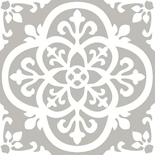 Image of WallPops FP2942 Medina Peel & Stick Floor Tiles, Grey,12 x 12 inches