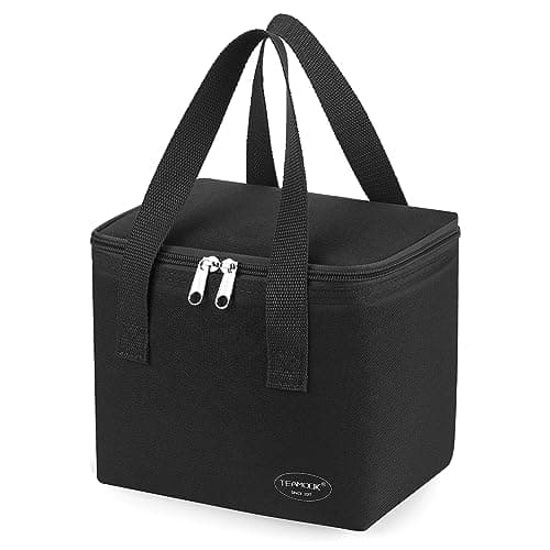 Image of TEAMOOK Small Cool Bag Leakproof Waterproof Soft Insulated Lunch Bag for Adults and Kids 6 Cans (Black)