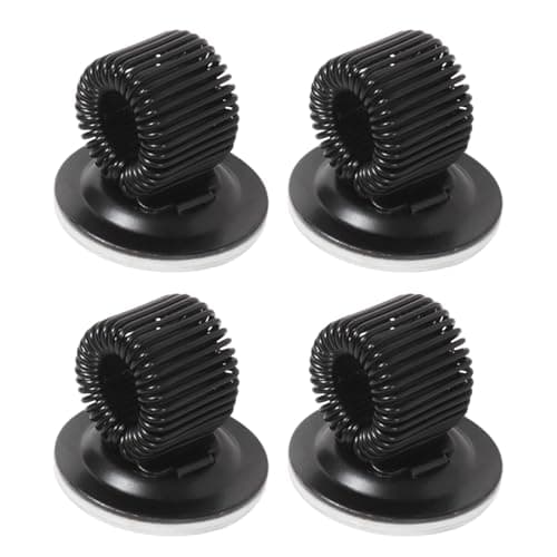 Image of Pack of 4 Self-Adhesive Pen Holders, Black - Pen Loop Self-Adhesive with Adjustable Spring Loop, Pen Holder, Clips for All Pens of Any Size, Office, Bulletin Board, Fridge