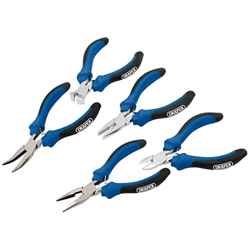 Image of Draper 12544 Mini Pliers Set with Soft Grip, 5 Pcs, Blue and Black