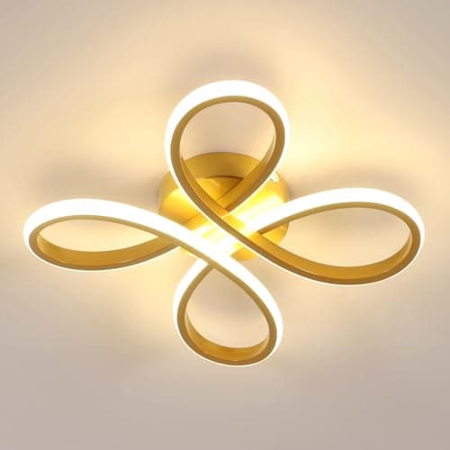 Image of Comely Modern LED Ceiling Light, 30W 3375LM Ceiling Lamp Fixture 3000K Warm Light Lighting for Bedroom, Living Room, Dining Room, Kitchen, 30cm, Gold